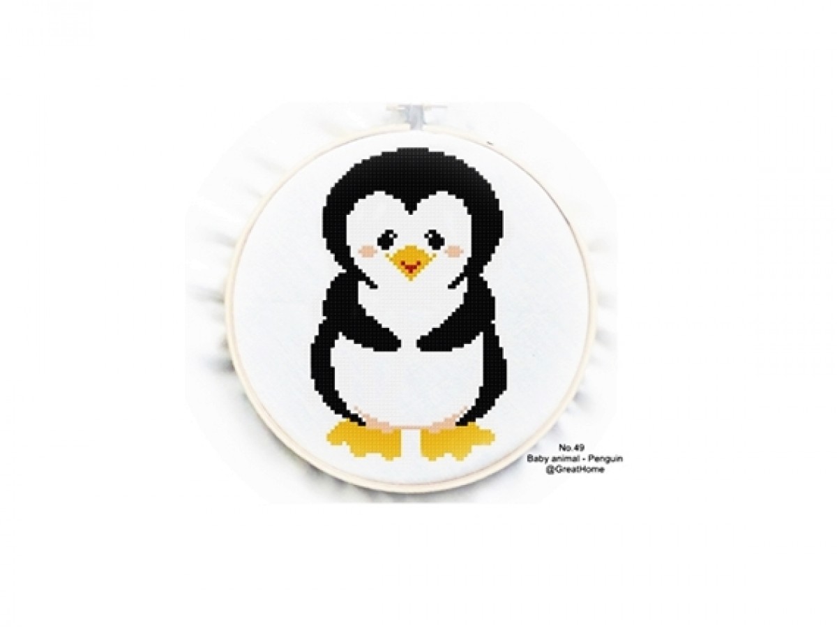 Baby Penguin Cross Stitch Chart Pattern, PDF instant download, C2C Graph, Instructions, , No.049